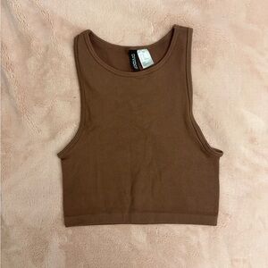 H&M Divided Ribbed Brown Top
